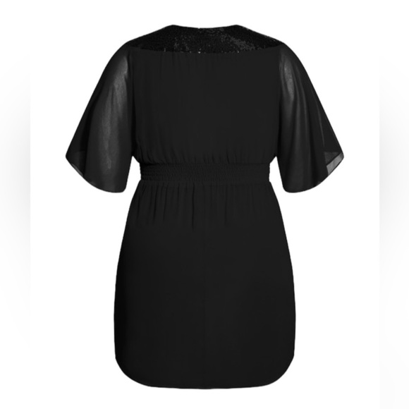 CITY CHIC Sequin Wrap Dress - Black Size 14 NWT - Picture 4 of 13